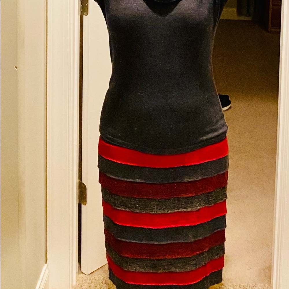 NWOT Stizzoli sweater and skirt set gray and red